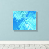 Golvend Blauw Abstract Canvas Afdruk (Insitu (Houten vloer))