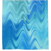 Golvend Blauw Abstract Douchegordijn (Voorkant)