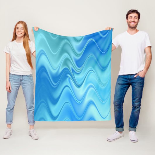 Golvend Blauw Abstract Fleece Deken (In situ)