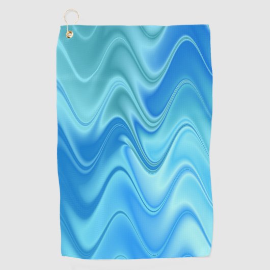 Golvend Blauw Abstract Golfhanddoek (Voorkant)