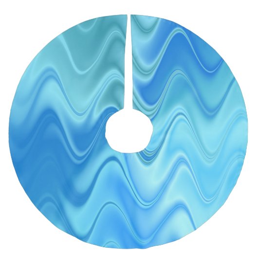Golvend Blauw Abstract Kerstboom Rok (Voorkant)