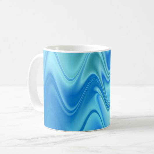Golvend Blauw Abstract Koffiemok (Voorkant links)