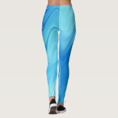 Golvend Blauw Abstract Leggings (Achterkant)