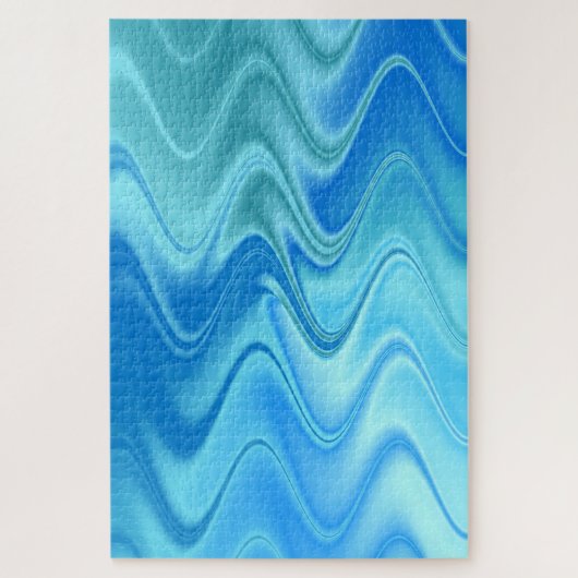 Golvend Blauw Abstract Legpuzzel (Verticaal)