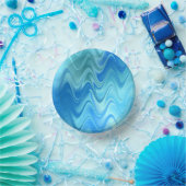 Golvend Blauw Abstract Papieren Kommen (Feest)