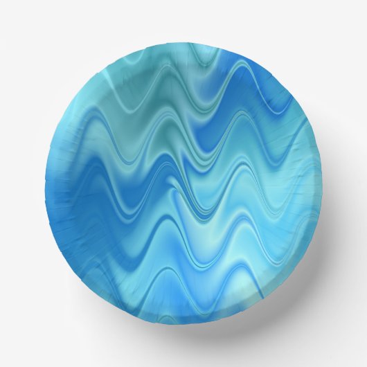 Golvend Blauw Abstract Papieren Kommen (Voorkant)