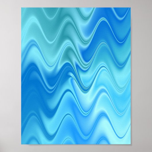 Golvend Blauw Abstract Poster (Voorkant)