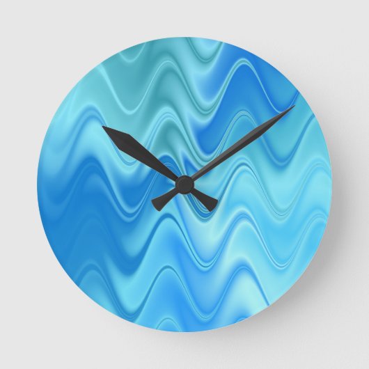 Golvend Blauw Abstract Ronde Klok (Voorkant)