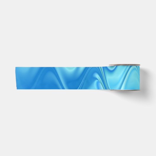 Golvend Blauw Abstract Satijnen Lint (Voorkant)