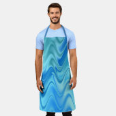 Golvend Blauw Abstract Schort (Gedragen)