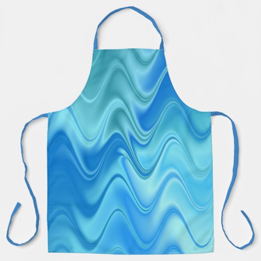 Golvend Blauw Abstract Schort (Voorkant)