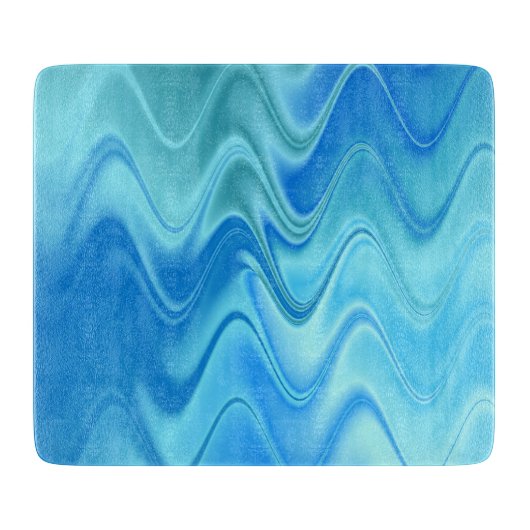 Golvend Blauw Abstract Snijplank (Voorkant)
