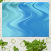 Golvend Blauw Abstract Theedoek (Gevouwen)