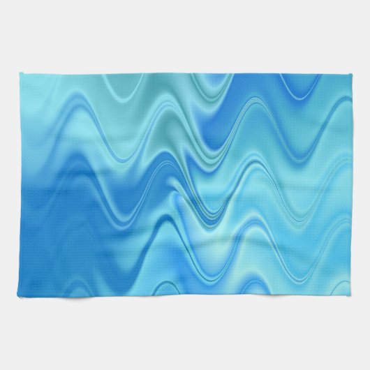 Golvend Blauw Abstract Theedoek (Horizontaal)