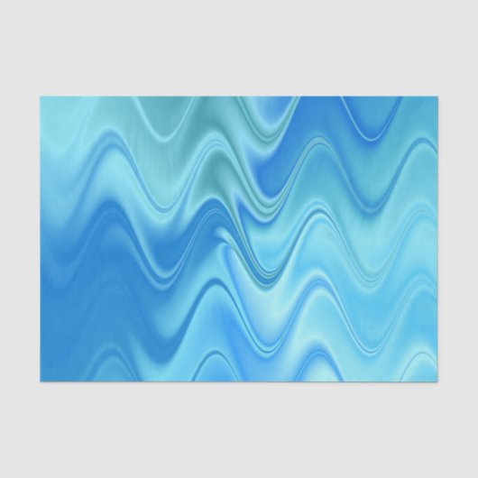 Golvend Blauw Abstract Tissuepapier (Voorkant)