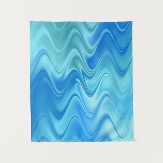 Golvend Blauw Abstract Wandkleed (Voorkant)