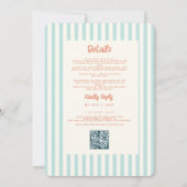 Golvend Blauw en Rood Handschrift Bruiloft QR Code Kaart (Achterkant)