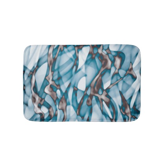 Golvend Blauw Goud Abstracte Kunst Badmat (Voorkant)