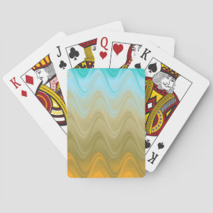 Golvend Blauw Groen Oranje Abstract Pokerkaarten