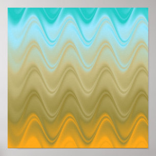Golvend blauw groen oranje abstract poster