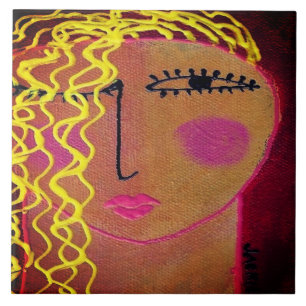 Golvend blond haar Abstract portret van een vrouw Tegeltje