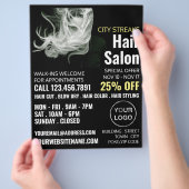 Golvend blond haar, kapper, kapsalon advertentie flyer (Hand)