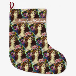 Golvend bruin haar jonge dame bloemen Believer cus Grote Kerstsok