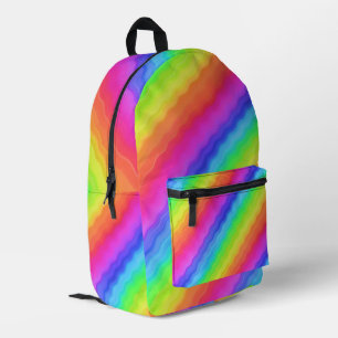 Golvend diagonaal kleurrijk regenboogontwerp bedrukte rugzak