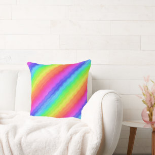 Golvend diagonaal kleurrijk regenboogontwerp kussen