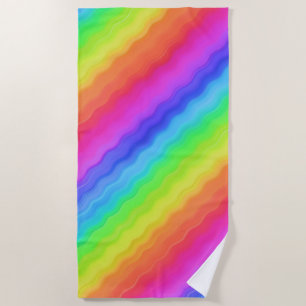 Golvend diagonaal kleurrijk regenboogontwerp strandlaken