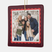 Golvend frame bordeauxrode één foto Kerstmis Keramisch Ornament (Links)
