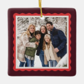 Golvend frame bordeauxrode één foto Kerstmis Keramisch Ornament (Voorkant)