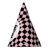 golvend geruit roze preppy glimlach een gelukkig b feesthoedjes (Rechts)