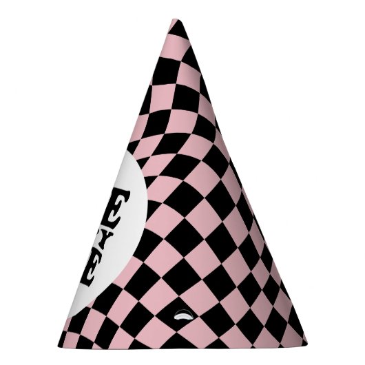 golvend geruit roze preppy glimlach een gelukkig b feesthoedjes (Rechts)