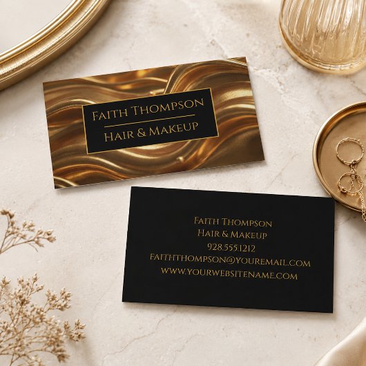 Golvend Gouden Element Kapsalon Stylist Visitekaartje