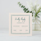 Golvend groen handschrift retro bruiloft RSVP Kaart (Staand voorkant)