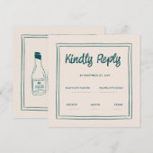 Golvend groen handschrift retro bruiloft RSVP Kaart (Voorkant / Achterkant)