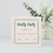 Golvend groen handschrift retro bruiloft RSVP Kaart (Staand voorkant)