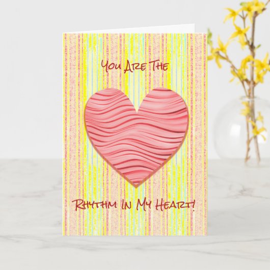 Golvend Hart Liefde Ritme Vrolijk Valentijnskaart Kaart (Gele Bloem)