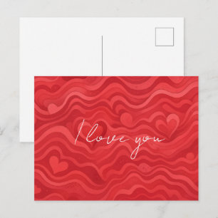 Golvend Hartpatroon Wenskaart Ik hou van jou Briefkaart