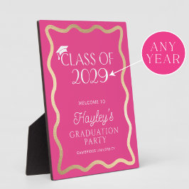 Golvend heet roze afstudeerfeest verwelkoming fotoplaat