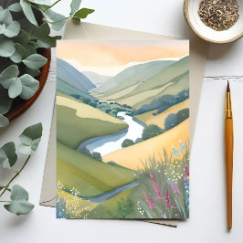 Golvend heuvellandschap | Waterverf mooi Briefkaart
