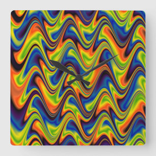 Golvend Kleurrijk Abstract Vierkante Klok
