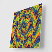Golvend Kleurrijk Abstract Vierkante Klok (Hoek)