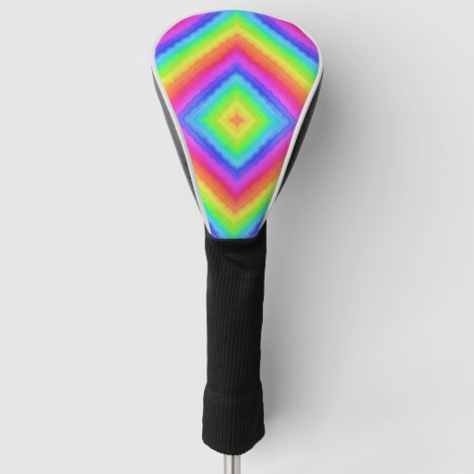 Golvend Kleurrijk Vierkant Psychedelisch Patroon Golfheadcover (Voorkant)