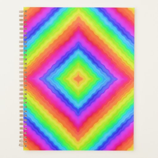 Golvend Kleurrijk Vierkant Psychedelisch Patroon Planner (Voorkant)