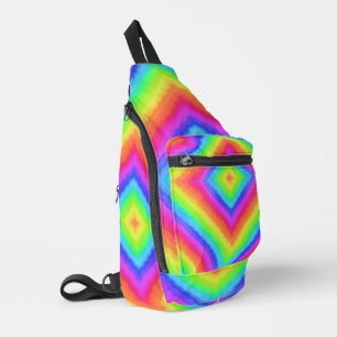 Golvend Kleurrijk Vierkant Psychedelisch Patroon Sling Bag