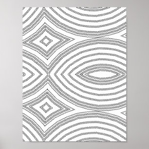Golvend Lijn Diamant Patroon Kleurplaat Ontwerp Poster