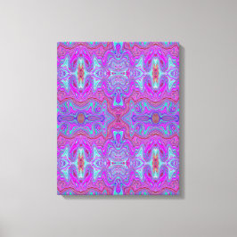 Golvend Magenta en Blauw Trippy Marmerpatroon Canvas Afdruk
