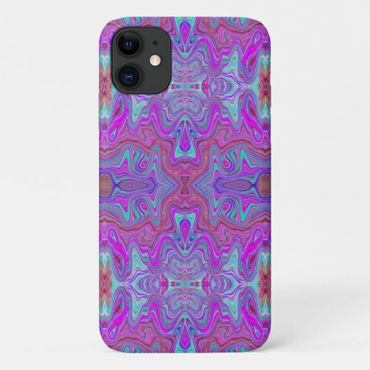 Golvend Magenta en Blauw Trippy Marmerpatroon Case-Mate iPhone Case (Achterkant)